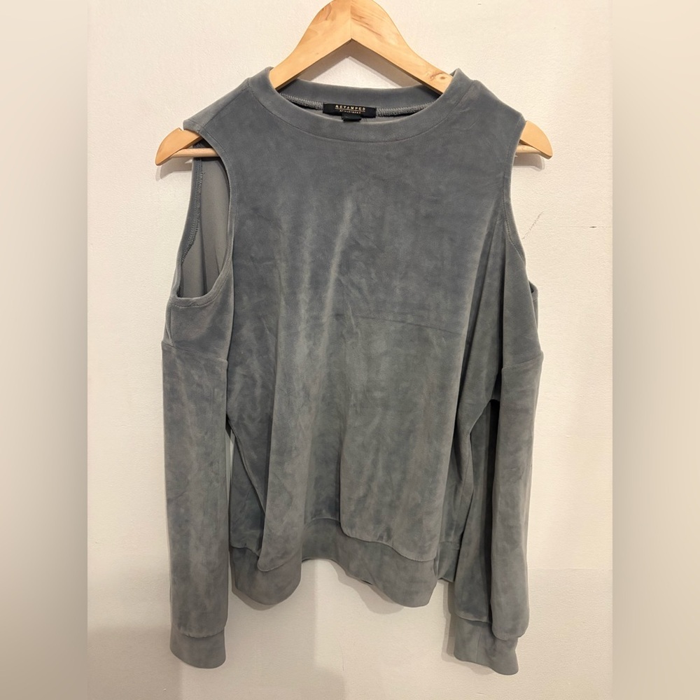 Revamped Slate Gray Cold Shoulder Sweatshirt